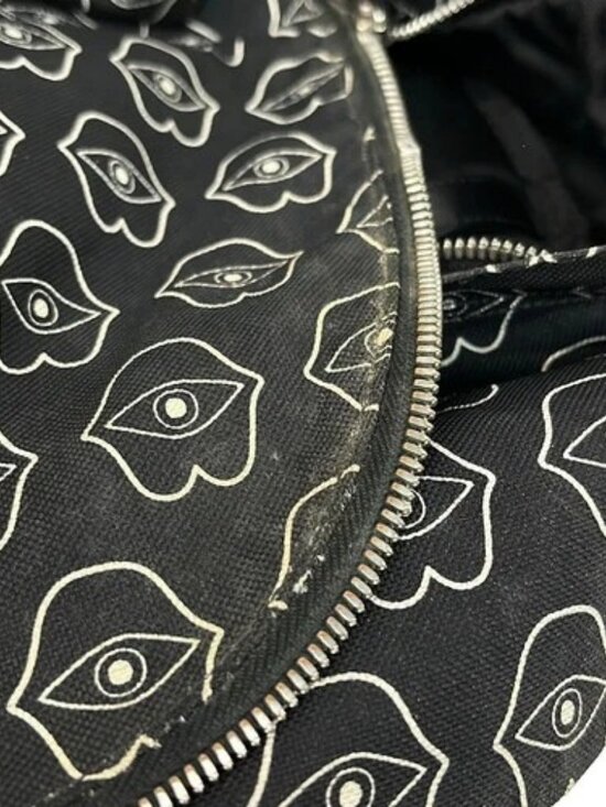 CELINE Telepathic Love Black White Nylon Leather Backpack main image 8